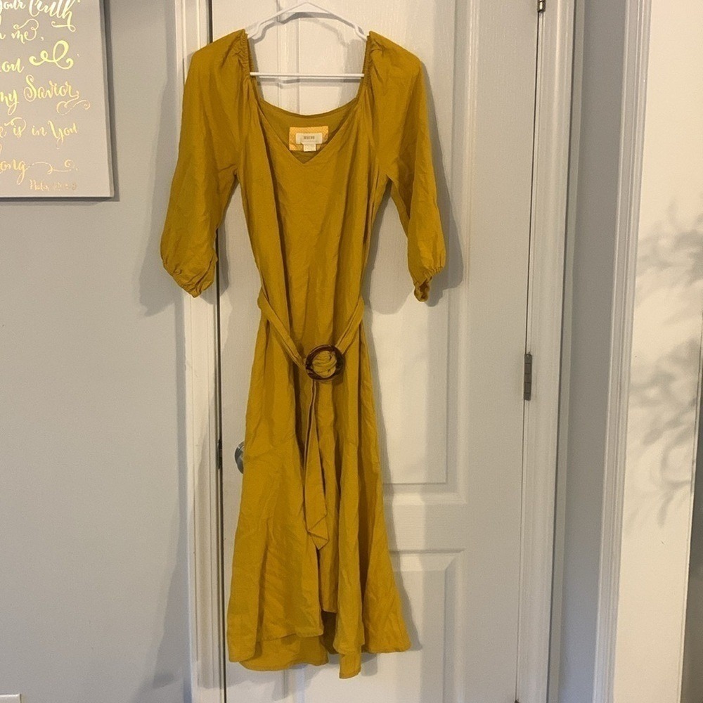 Anthropologie Maeve Artemis Midi Dress size 6 midi maxi ruffle tie waist‎ linen - Picture 10 of 13